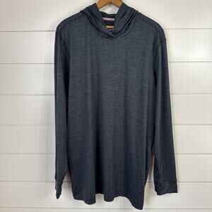 SAXX Droptemp All Day Cooling Long Sleeve Hooded Gray Blue Shirt sz XL